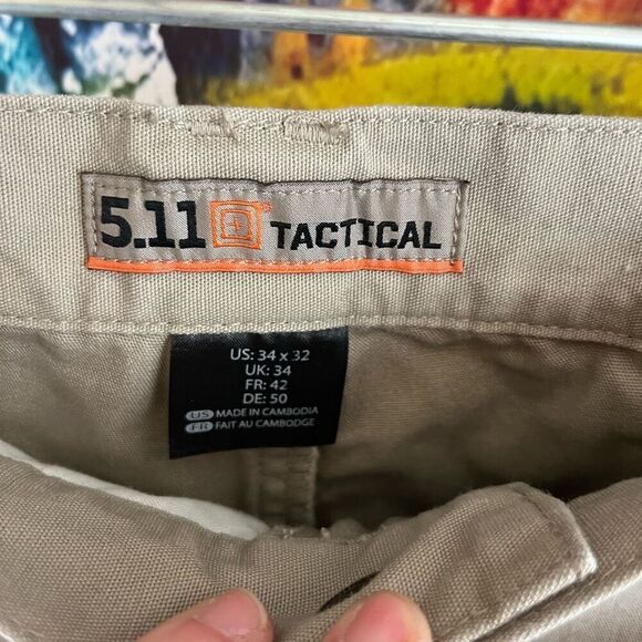 5.11 Tactical Series Cargo Pants Khaki SZ 34X32 Outdoor Hiking Hunting Work 7425 - Picture 6 of 9